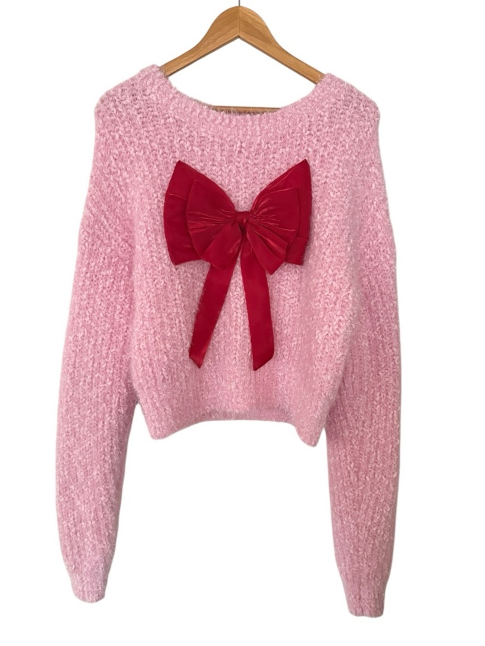 SIMPLY SOUTHERN Aurora Pink Bow Sweater Size XXL NEW - Picture 4 of 7